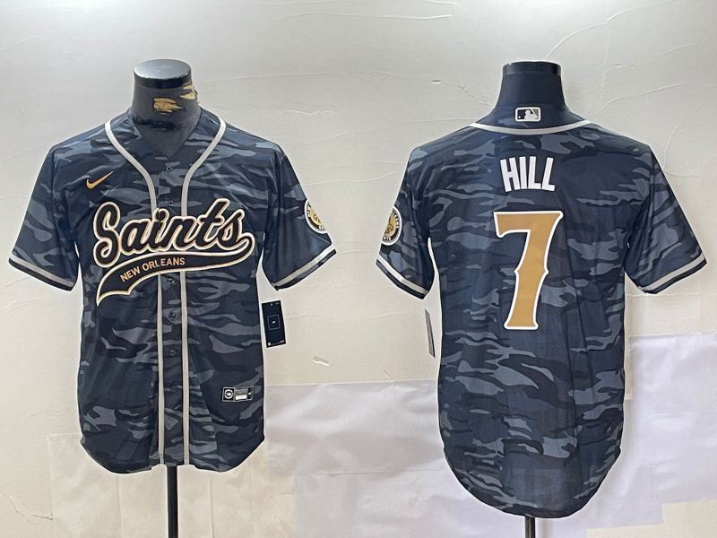 Men New Orleans Saints #7 Hill Camo Joint Name 2024 Nike Limited NFL Jersey style 1
